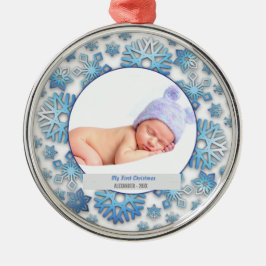 Baby Boys Erstes Weihnachtsfest Foto Schneeflocken Ornament Aus Metall
