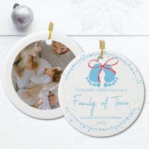 Baby Boy's First Christmas Family of Three Keramik Ornament