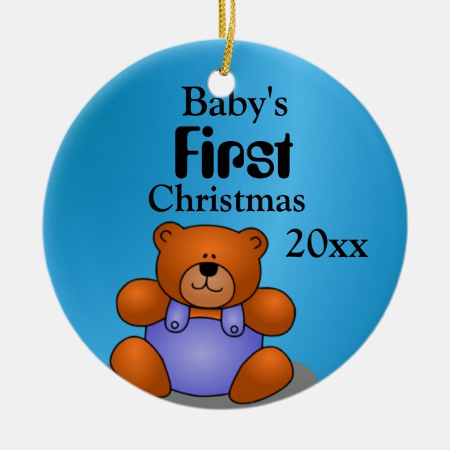 Baby Boy's First Christmas Keramik Ornament (Vorne)