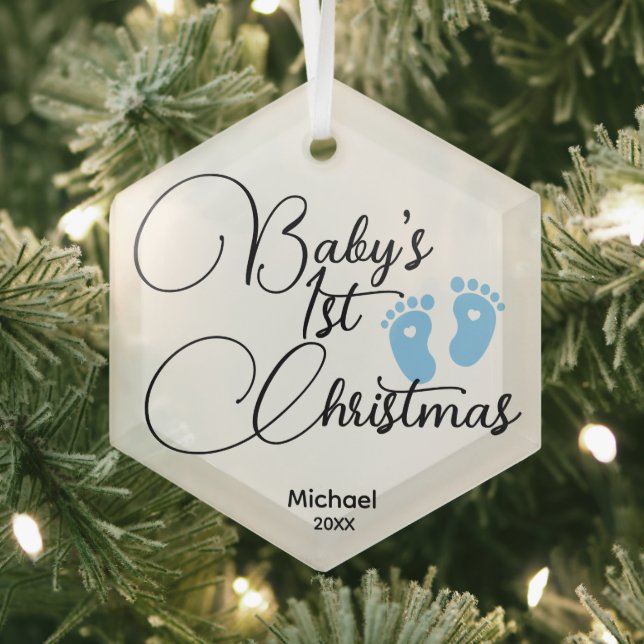 Baby Boy's First Christmas Ornament - Personalisie (Insitu)