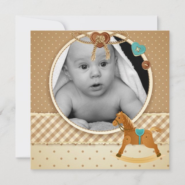 Baby Boy's Foto Babydusche Einladung (Vorderseite)