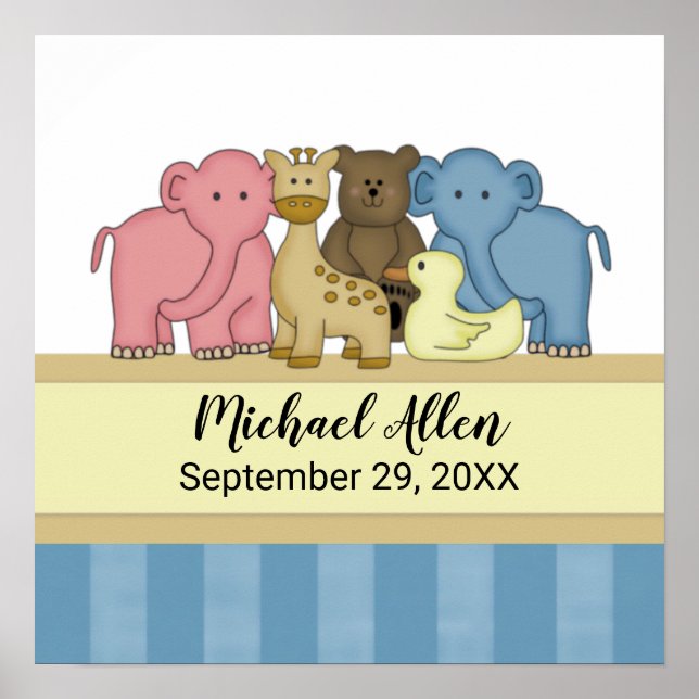 Baby Boy's Personalisiert Name Kinderzimmer Poster (Vorne)