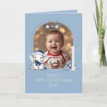 Baby Boys Première photo de Noël Carte de vacances