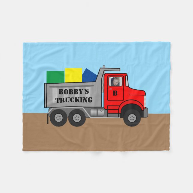 Baby Boy's Trucking Service Personalisieren Foto N Fleecedecke (Vorderseite (Horizontal))