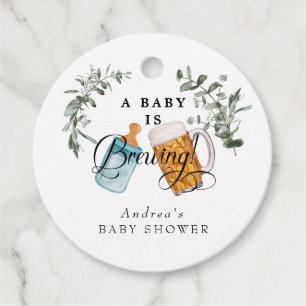 Baby Brauen Wasserfarben-Baby-Dusche Geschenkanhänger