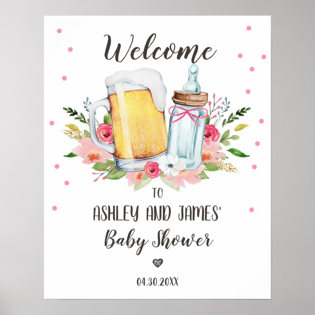 Baby Braut Baby Shower Girl Beer Begrüßungszeichen Poster (Vorne)