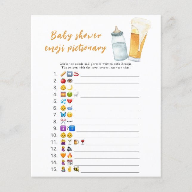 Baby braut Babydusche Emoji Bilderspiel (Vorderseite)
