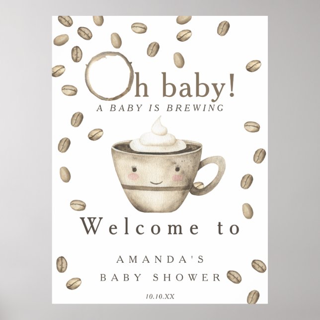 Baby braut Begrüßungskaffee Babydusche Party Poster (Vorne)