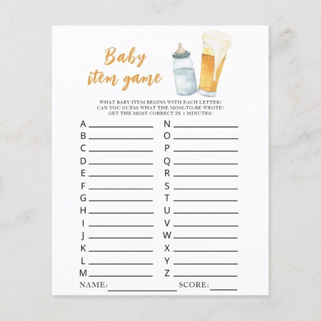 Baby braut Bier Baby Dusche Baby Item Game (Vorderseite)