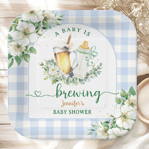 Baby braut Bier Baby Shower Junge Blau Pappteller