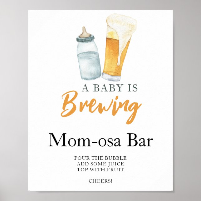 Baby braut Bier Babydusche Momosa Bar Poster (Vorne)