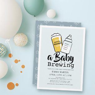 Baby braut Bier Babyflasche Blau Babyparty Einladung