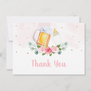 Baby braut Bier Pink Floral Vielen Dank Dankeskarte