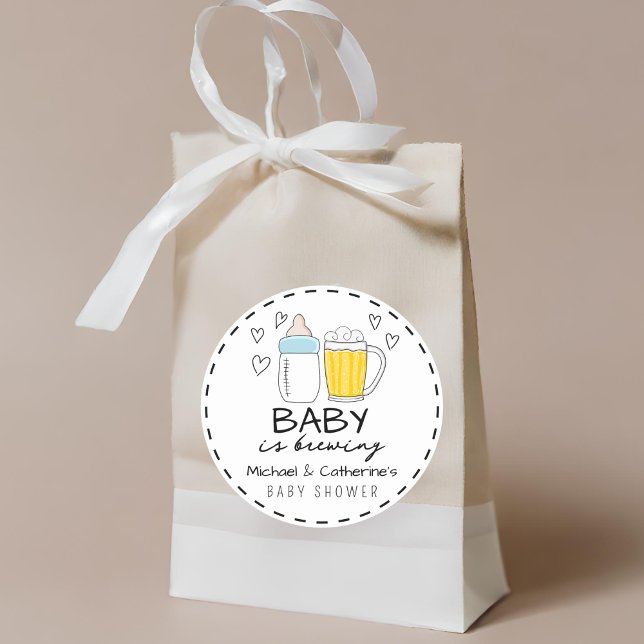 Baby Braut Bierglas Baby Dusche Runder Aufkleber (Von Creator hochgeladen)