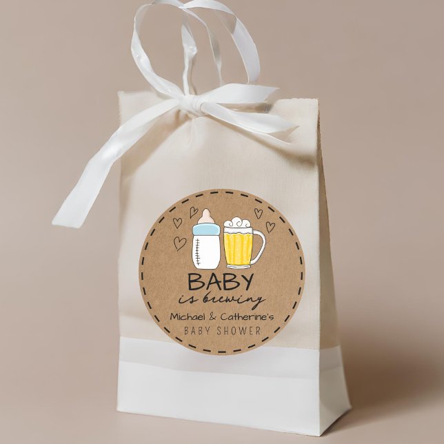 Baby Braut Bierglas Baby Dusche Runder Aufkleber (Von Creator hochgeladen)