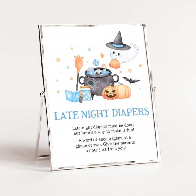 Baby braut Blue Late Night Diapers Poster (Baby is Brewing Baby Shower Late Night Diapers Sign)