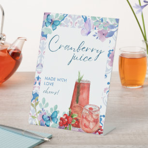 Baby braut Blütendusche Cranberry Saft Sockelschild