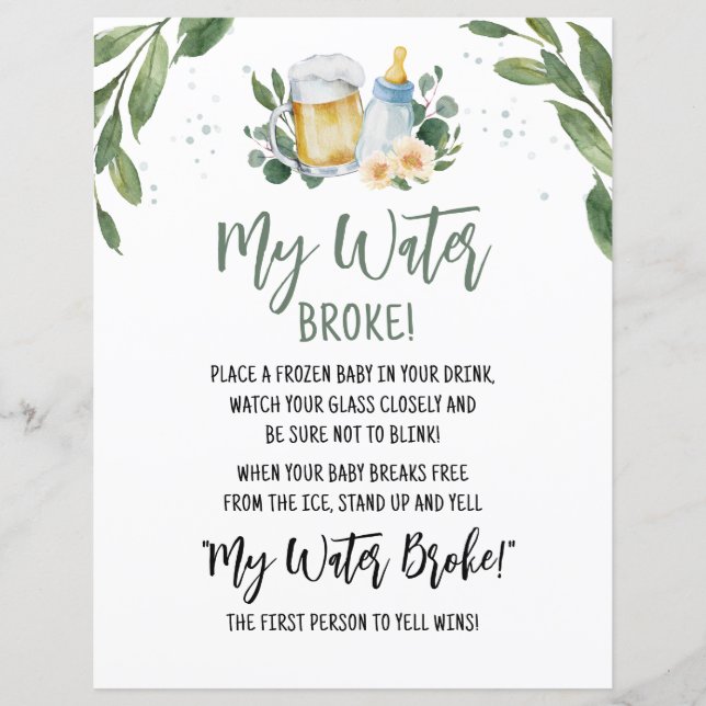 Baby braut Grün mein Wasser-Broke-Spielzeichen (Vorderseite)