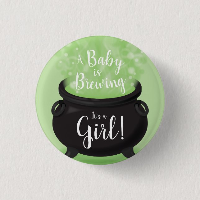 Baby Braut Hexendusche Halloween Cauldron Button (Vorderseite)