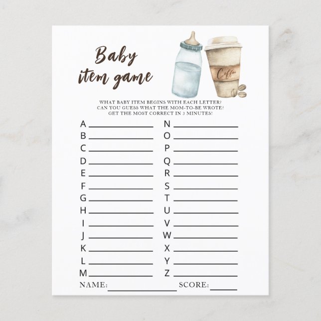 Baby braut Kaffee Baby Dusche Baby Item Game (Vorderseite)