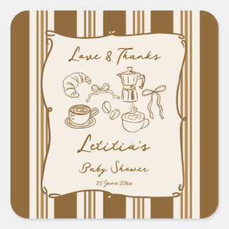 Baby braut Kaffee Baby Shower Favor Quadratischer Aufkleber