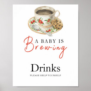 Baby braut Kaffee Baby Shower Getränke Poster