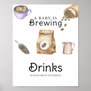 Baby braut Kaffee Babydusche Getränke Poster