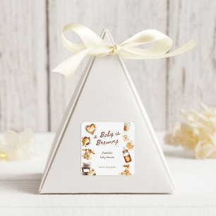 Baby braut Kaffee Braune Babyparty Quadratischer Aufkleber