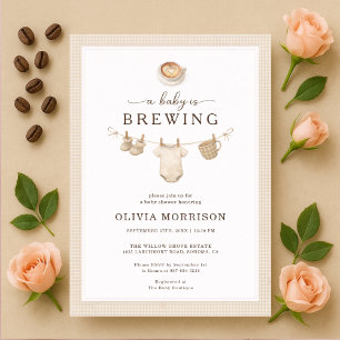 Baby braut Kaffee Gingham Baby Shower Einladung