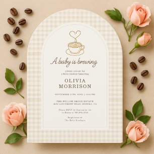 Baby Braut Kaffee Gingham Baby Shower Einladung