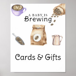 Baby braut Kaffeekarten und Geschenke Babydusche Poster