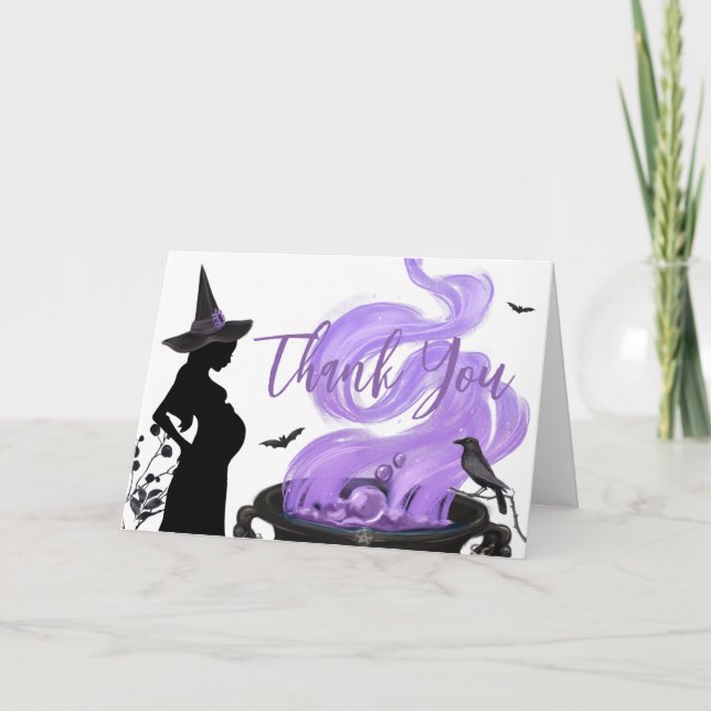 Baby braut Lila HexenBaby-Dusche Dankeskarte (Vorderseite)