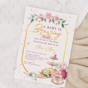 Baby braut Pink Floral Tee Party Baby Dusche Einladung