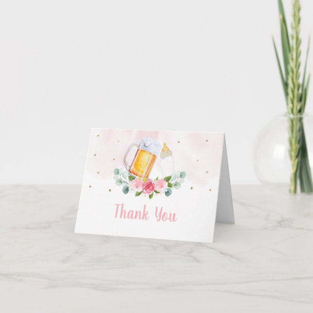 Baby Braut Pink Gold Baby Dusche Vielen Dank Dankeskarte (Vorderseite)