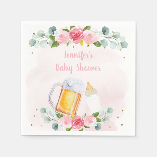 Baby braut Pink Gold Floral Baby Dusche Serviette (Vorderseite)