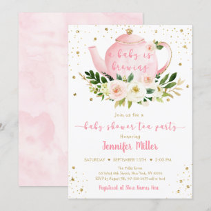 Baby Braut Pink Gold Tea Party Baby Dusche Einladung