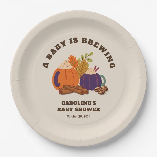 Baby Braut Pumpkin Coffee Fall Baby Dusche Pappteller (Vorderseite)