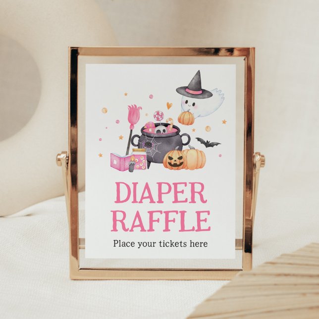 Baby braut rosa Halloween Diaper Raffle Poster (Baby is Brewing Baby Shower Diaper Raffle Sign)