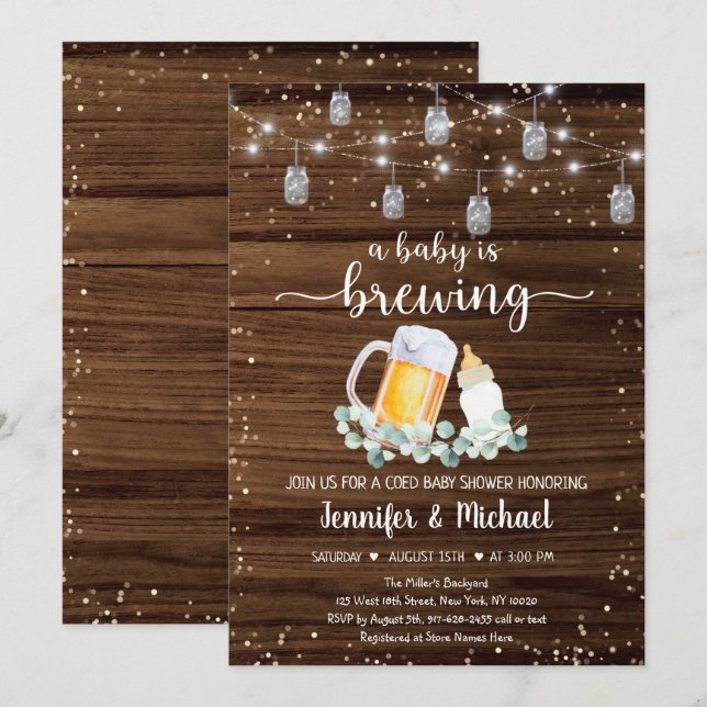 Baby braut rustikale String Lights Babydusche Einladung (Vorne/Hinten)
