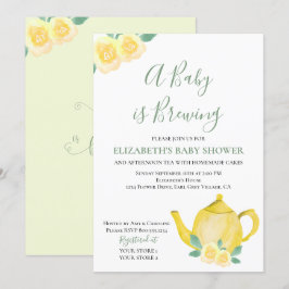 Baby braut Yellow Teapot Baby Dusche Einladung