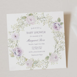 Baby Breath and Purple Roses Baby Shower Einladung