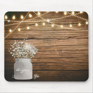 Baby-Breath-Blumen im rustikalen Mason-Glas & Lich Mousepad