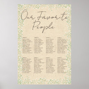 Baby-Breath-Blumen Rustikale Hochzeit Sitzordnung Poster