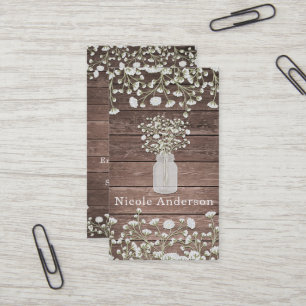 Baby-Breath-Blumen Rustikales Holz Landhausstil Visitenkarte