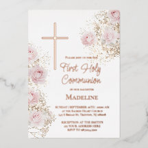 Baby-Breath und rosa Rosen Erste Kommunion