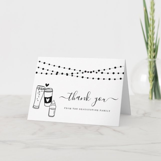 Baby Brew Beer & Baby Bottle Toast Danke Ca Karte (Vorderseite)