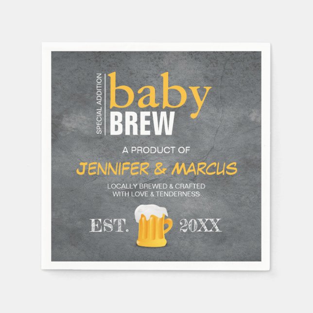 Baby Brew Beer Bottle Baby Dusche Napkins Serviette (Vorderseite)
