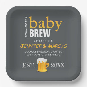 Baby Brew Couple's Beer Baby Shower Pappteller