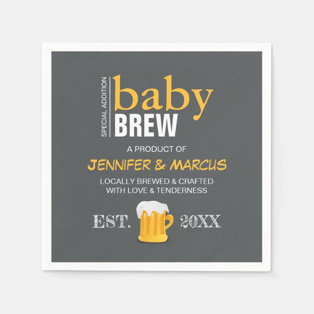 Baby Brew Couple's Beer Baby Shower Serviette (Vorderseite)