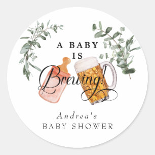 Baby Brewing Aquarell Baby Dusche Gefallen Runder Aufkleber
